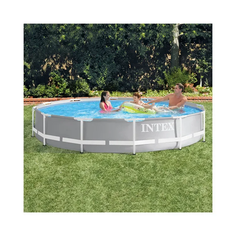 INTEX 26724 15FT X 42IN Premium Prism Metal Frame Pool Large Above Ground Pool Outdoor Family Swimming Pools