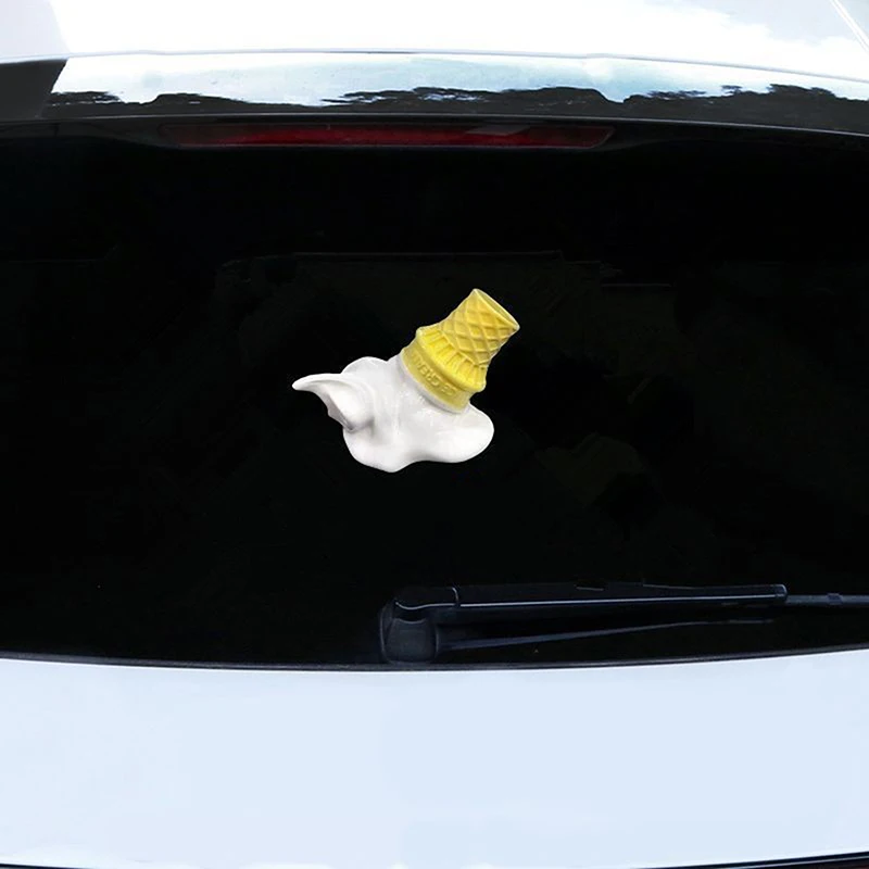 

Creative 3D Non-Glare Dropping Ice Cream Car Decal Cute Car Ornament Accessories Humorous Decorations For Cars And Motorcycles