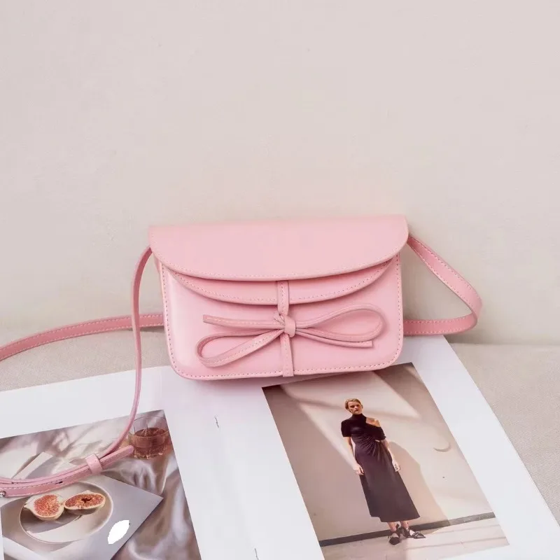 

Korean Chic Sweet Bow Crossbody Shoulder Bag Solid Color All-match Elegant Female Handbags Purses Clutch 2024 New Niche Bolsas