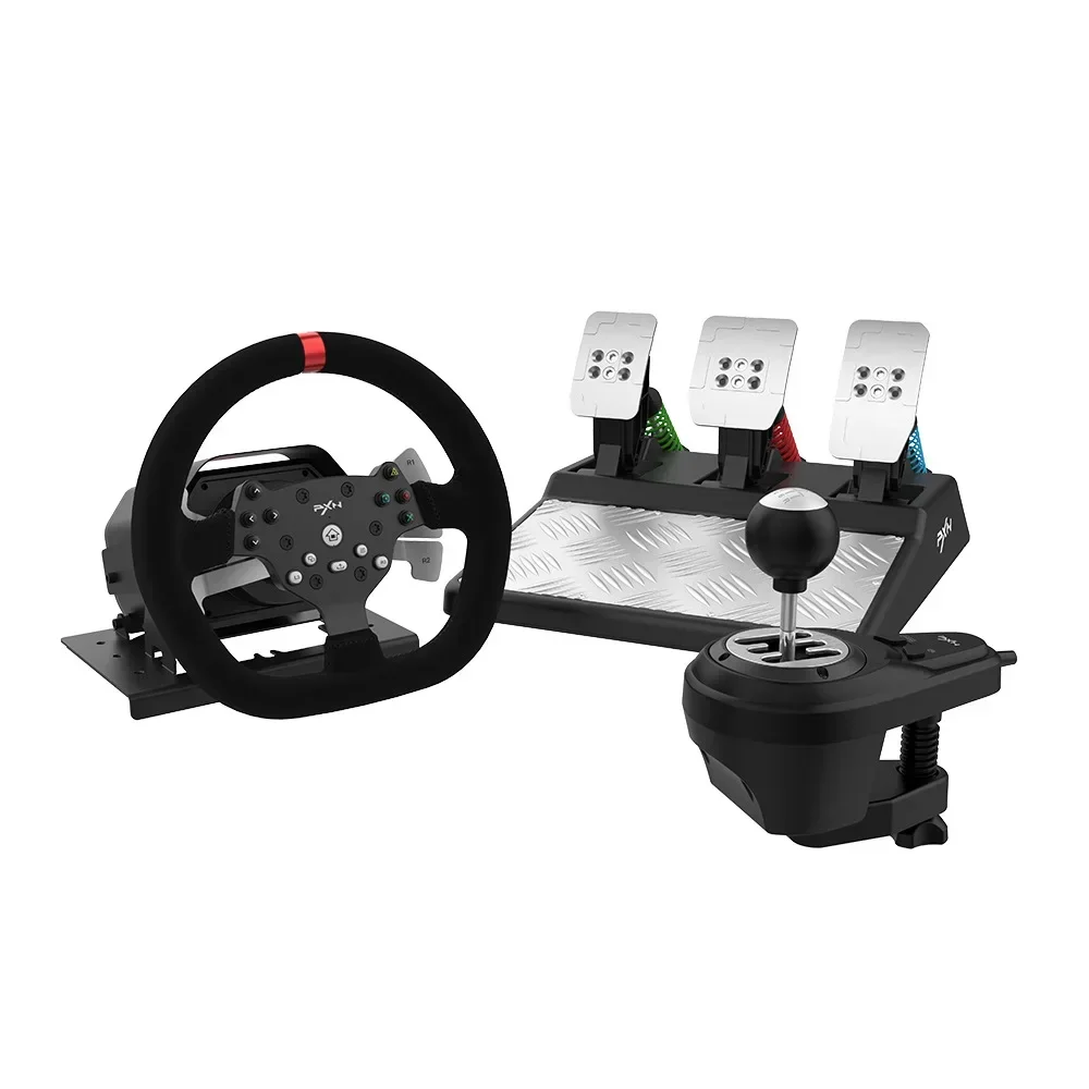 For PXN-V10 Force Feedback Racing Game Aiming Wheel 900 Degree Compatible with Pc/Xbox One/Ps4