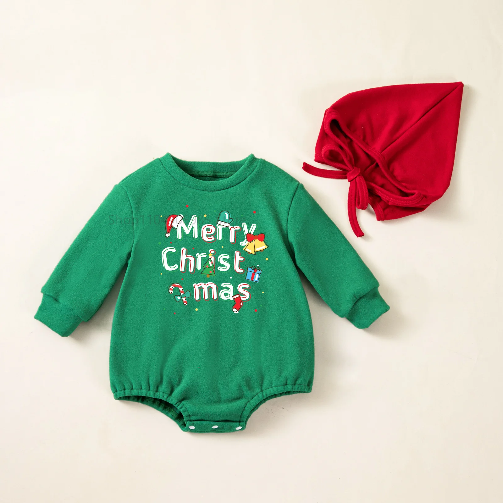 新生児の最初のクリスマス衣装長袖クリスマスロンパース帽子付き - Baby Clothing Usa のレビューと価格