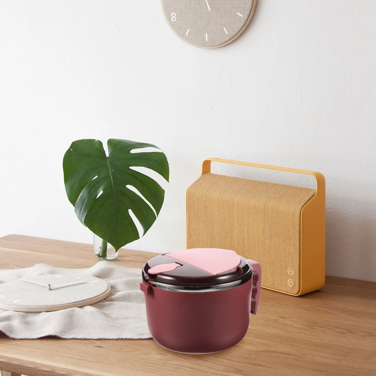 

1Set Stainless Steel Insulated Noodle Bowl with Lid Heat Retaining Ramen Bowl for Instant Noodles Soup Food Storage Reusable