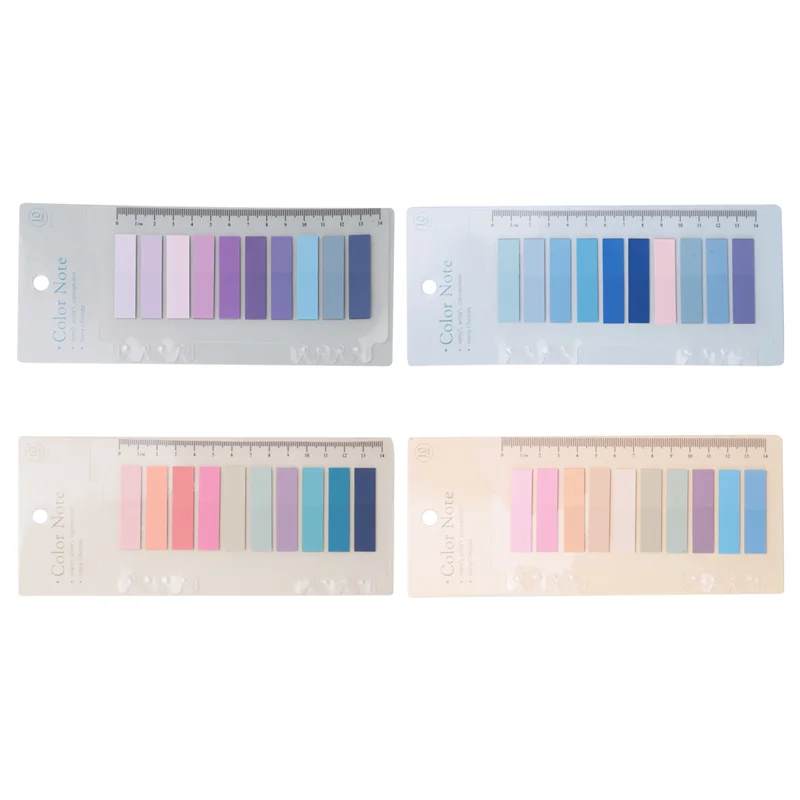 800 Pcs Sticky Index Tabs, 4 Sheets Morandi Strip Index Tabs, Writable Page Sticky Notes With Ruler For Page Marking