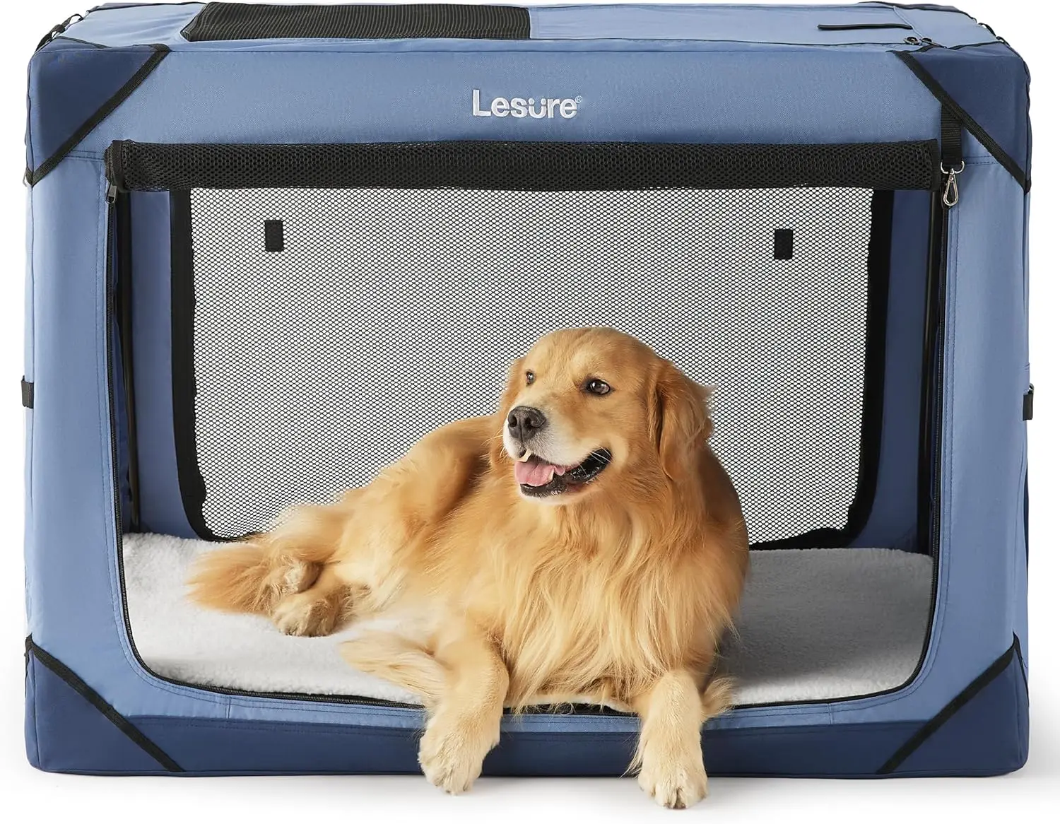 Lesure Collapsible Dog Crate - Portable Dog Travel Crate Kennel for Extra Large Dog, 4-Door Pet Crate with Durable Mesh Windows,