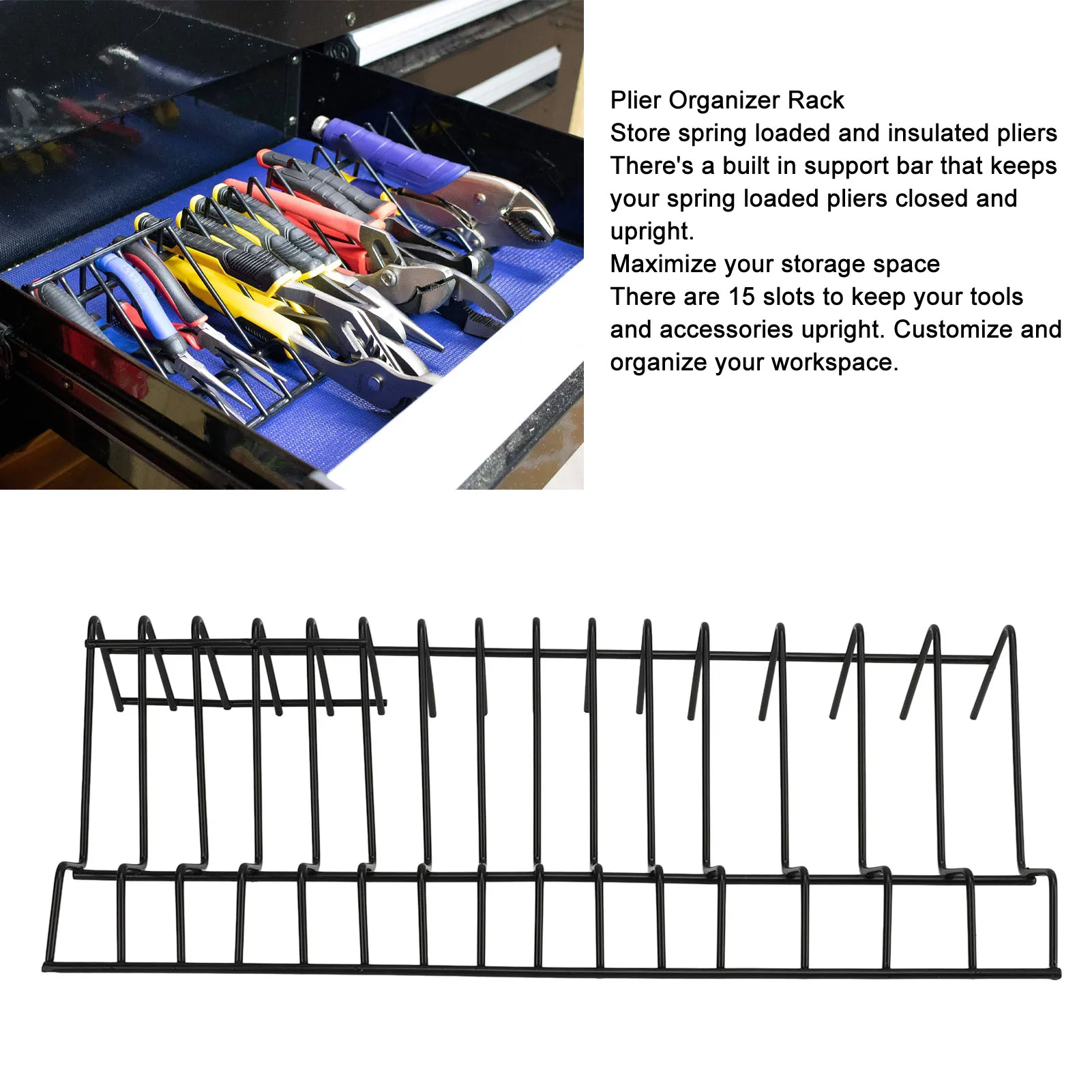 

2PCS Plier Organizer Rack 15 Slots Pliers Cutters Organizer Fits Most Toolboxes Drawers Plier Organizer Rack