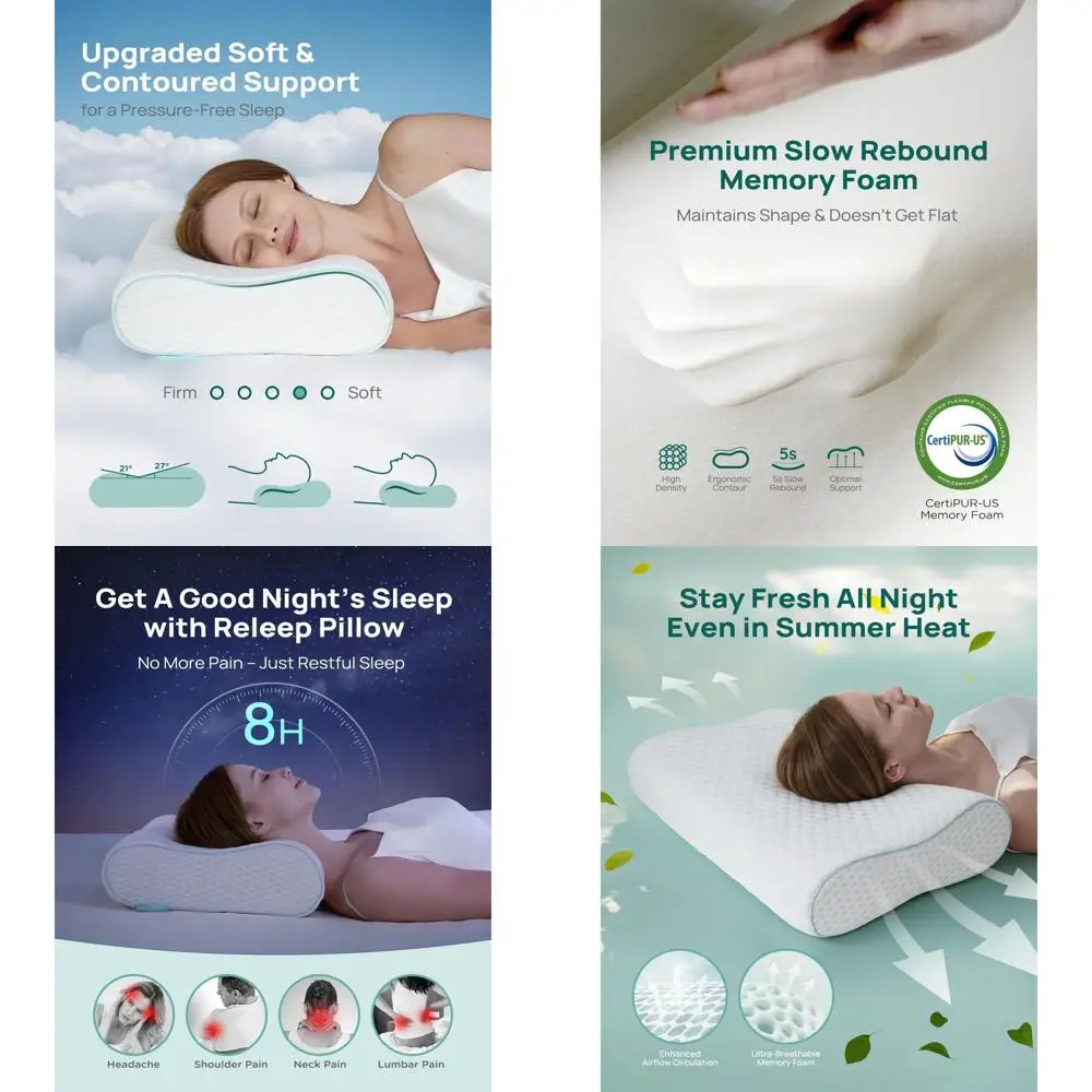 

Orthopedic Memory Foam Pillow for Side Sleepers: Adjustable Cooling Support for Neck Pain Relief