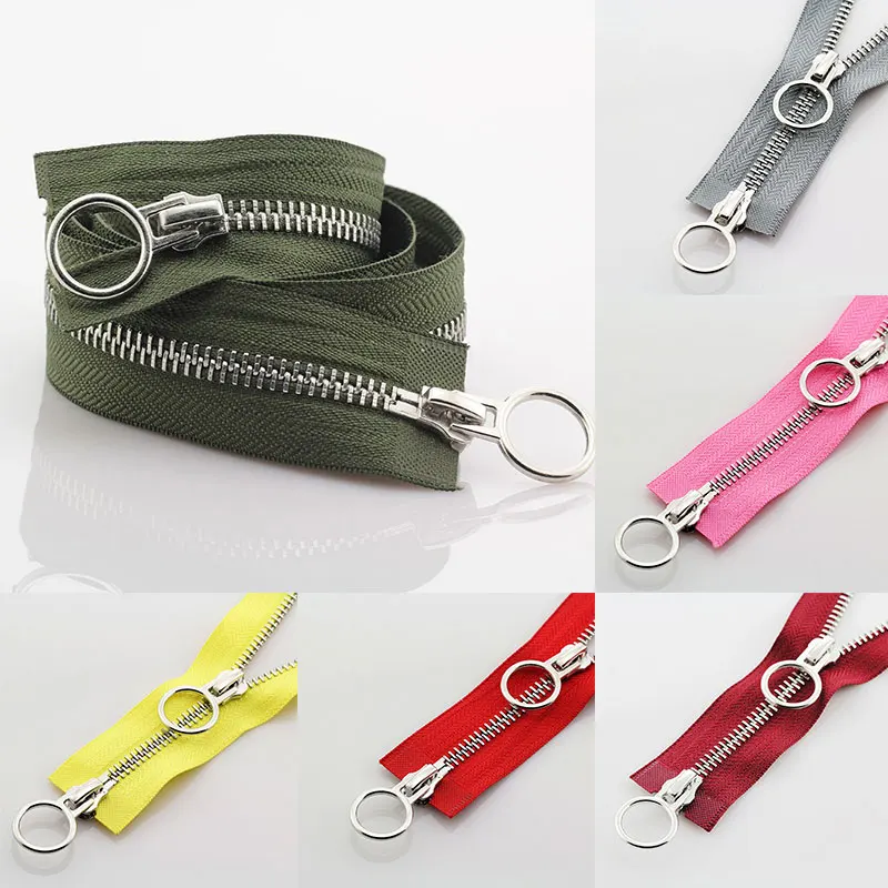 5# 70/90cm Metal Long Zipper Double Slider Two-Way Zip for Jackets Zipper Repair Kit Ring Buckle Replacement Sewing Material