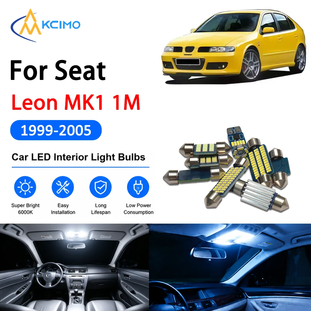 KCIMO Mirror Light Bulb For Seat Leon MK1 1M 1999-2005 Premium Two Colors Interior Reading Mirror LED Bright Safer LED Lights