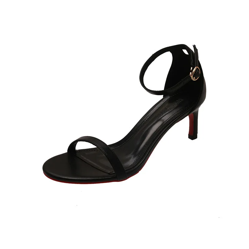 One-piece Buckle High-heeled Shoes with Slim Heels for Women Summer 2025 New Pointed Toe High Sandals