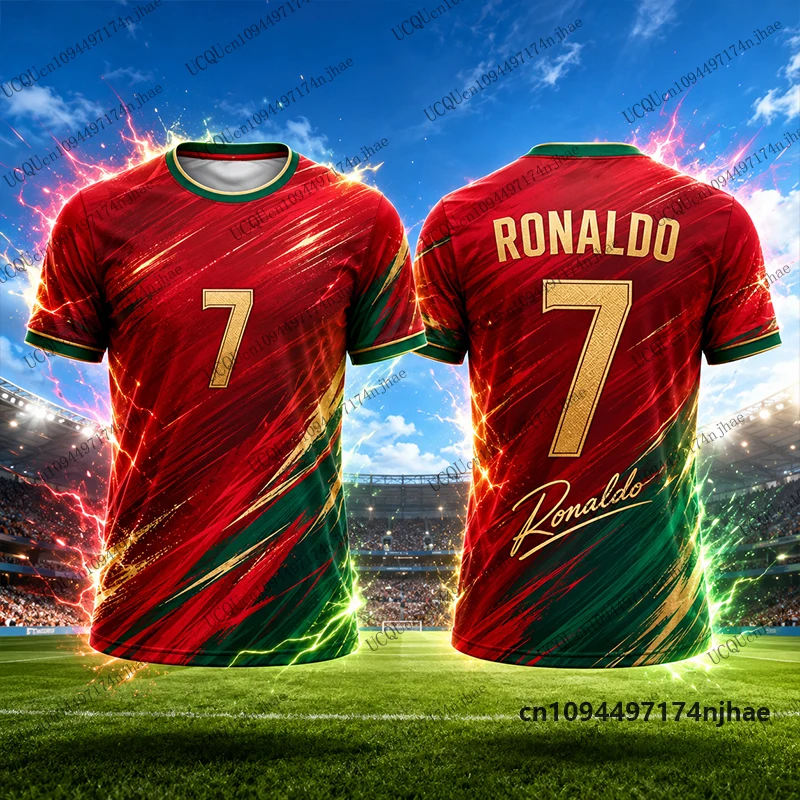 Neuer 2027 Spezial Ronaldo # 7 bedruckte Fußballtrikots für Männer und Frauen, T-Shirt, Sommer, schnell trocknend, Sport-T-Shirts, lässige Oberteile für Kinder/Erwachsene – Detail 5