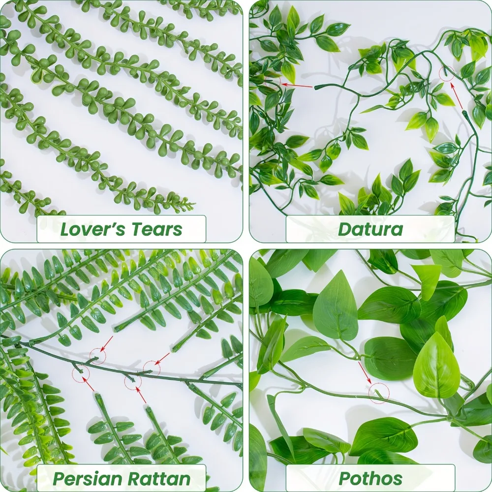 نباتات اللبلاب الاصطناعية أوراق بلاستيكية مع أواني الزفاف السنة الجديدة زينة عيد الميلاد للمنزل حديقة DIY غرفة المعيشة الجدار الشنق #5