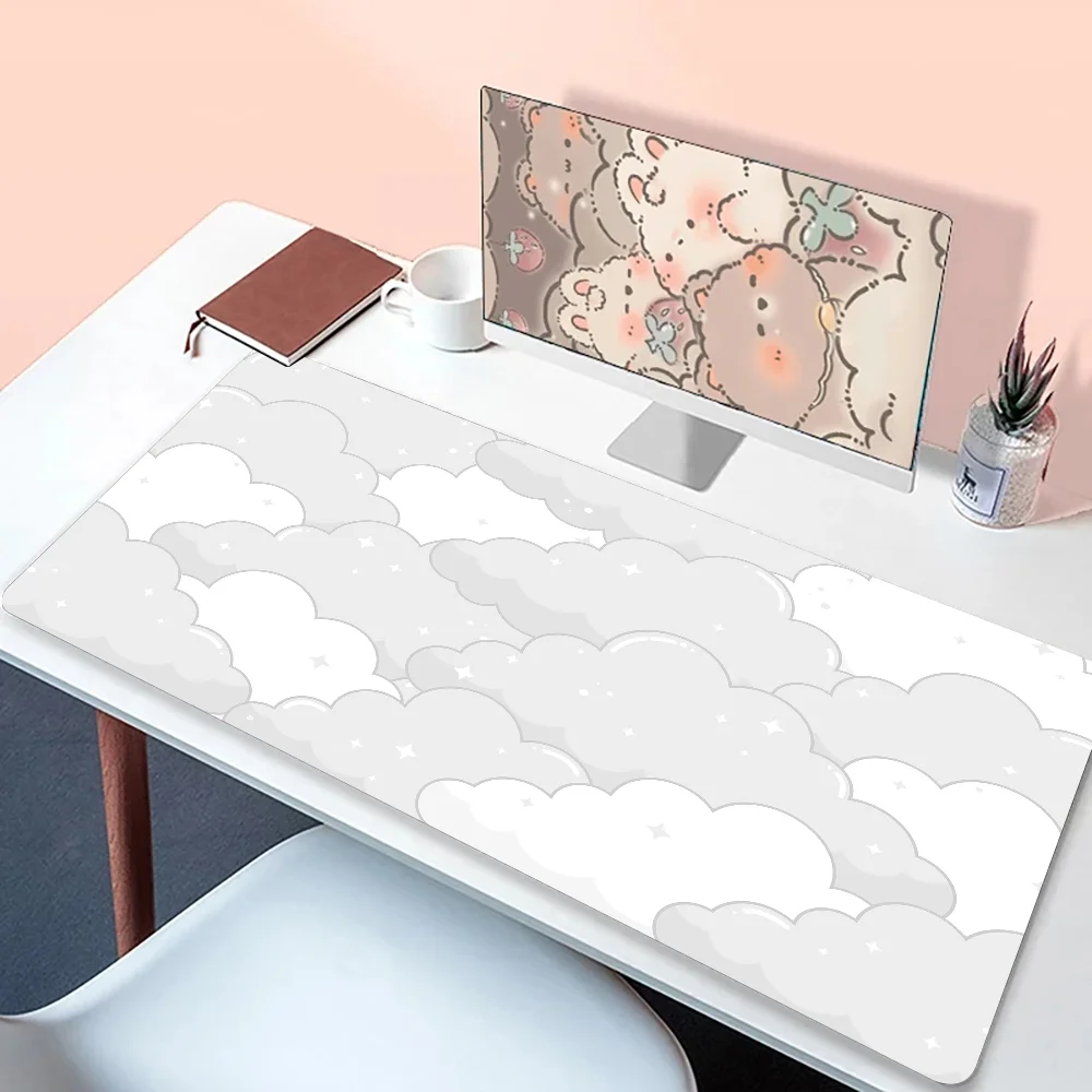 

Mouse pad 90x40 Pastel Clouds Desk Mat XXL Kawaii Purple Keyboard Pad Non-slip Laptop Desk Office table Mat Kawaii Expansion pad