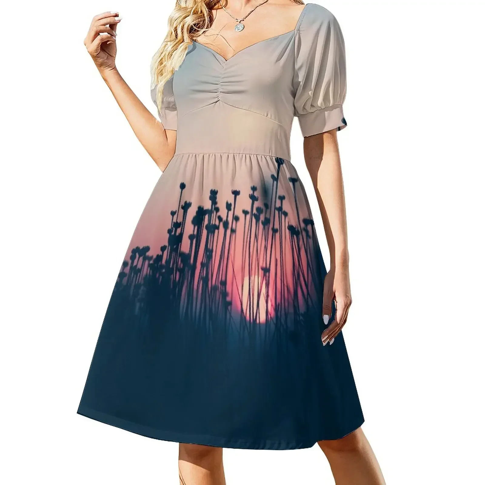 

beach sunset Short-Sleeved Dress sexy dress elegant and pretty women's dresses summer dresses women 2025 purple dress