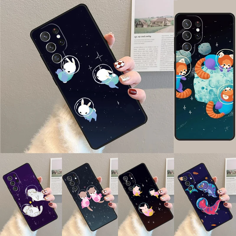 Cover For Samsung Galaxy S24 Ultra S21 S22 S8 S9 S10E Note 10 20 Plus FE S23 Space Turtles bunny Otters Phone case Coque