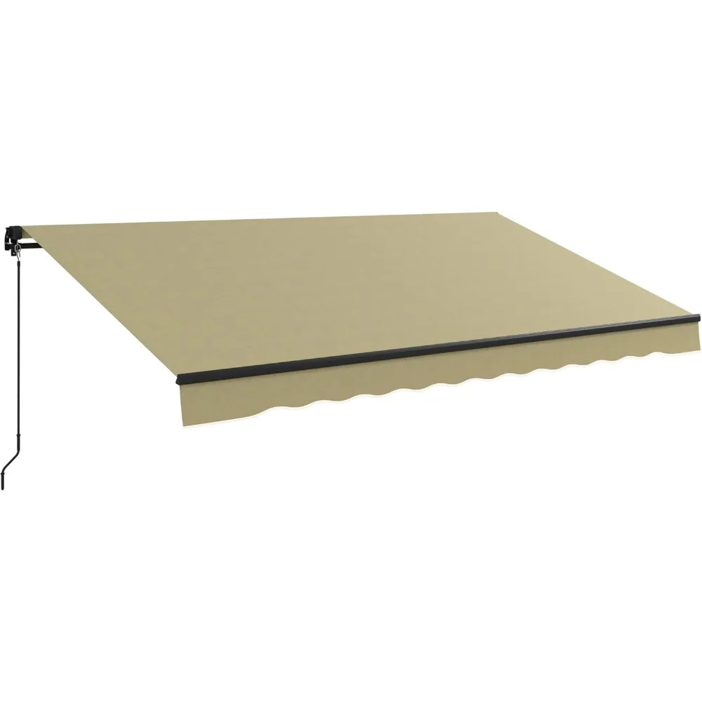 

12' x 10' Retractable Awning, Patio Awning Sunshade Shelter with Manual Crank Handle, 280gsm UV Resistant Fabric and Aluminum F