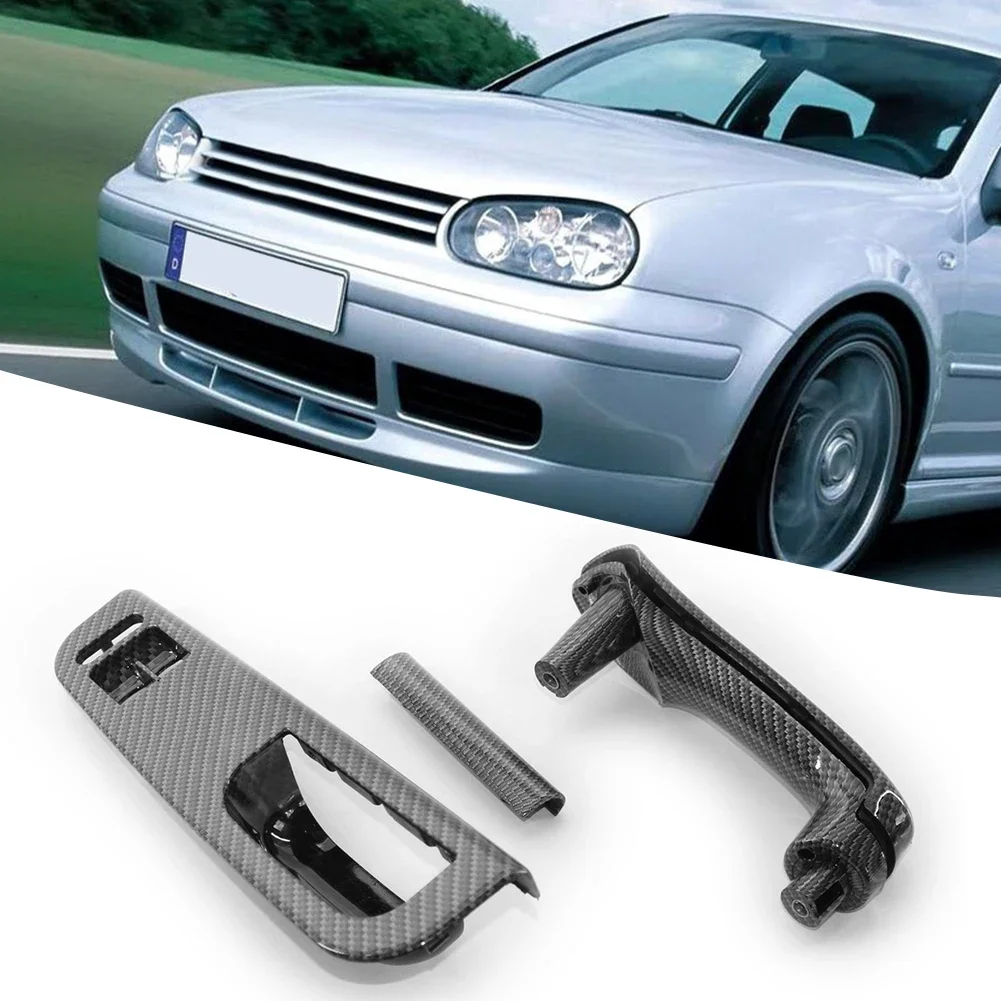 Car Door Interior Panel Window Switch Panel Carbon Fiber Bezel Trim Door Pull Handle For VW Bora Golf 4 MK4 for Jetta 1999-2004