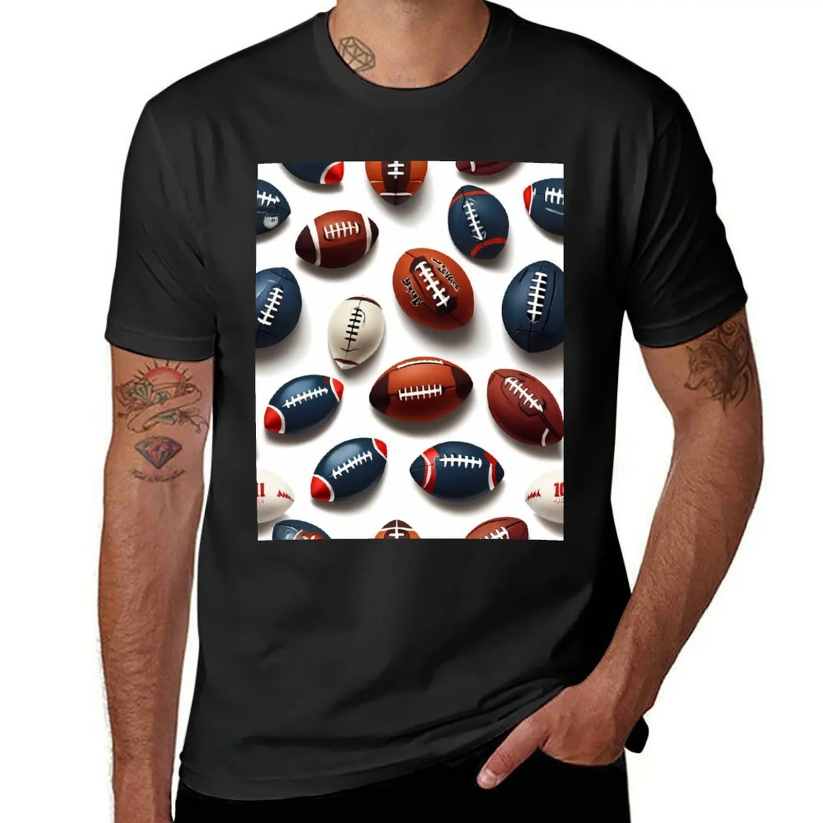 American football balls T-Shirt plus sizes hippie clothes mens clothes