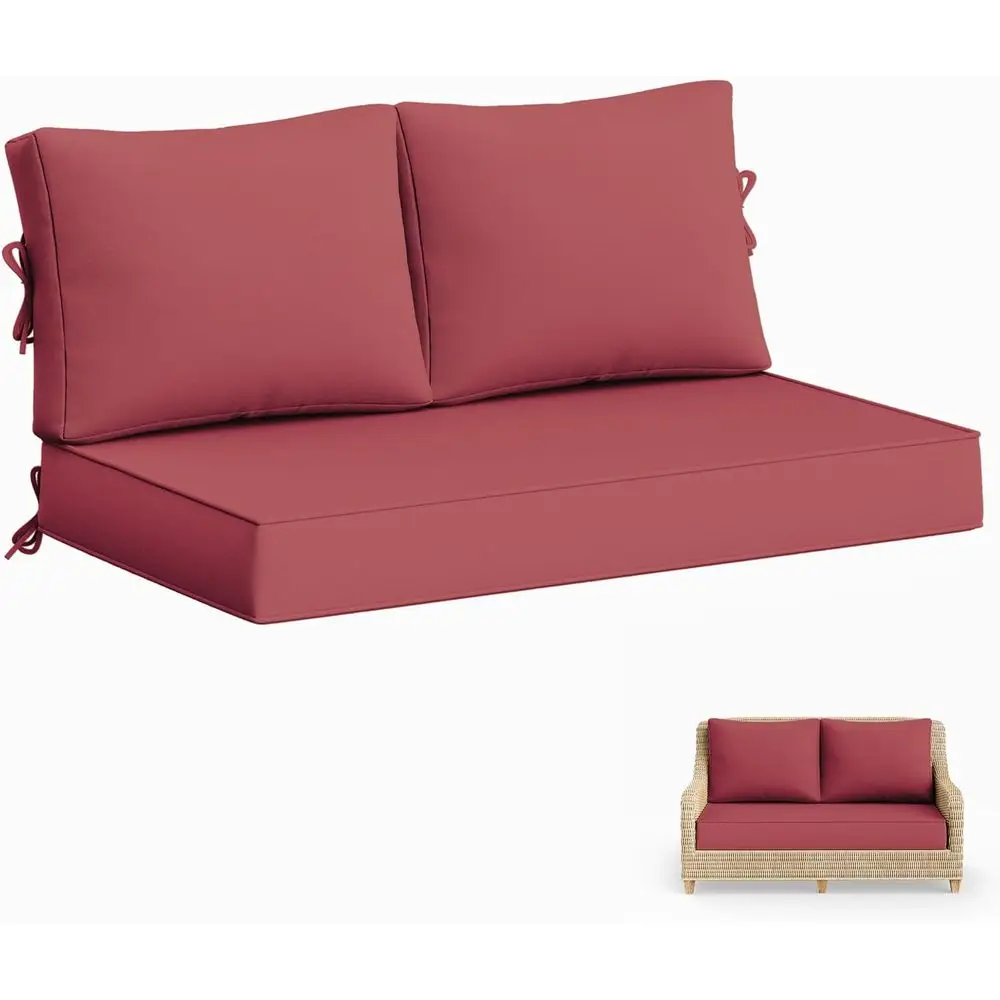 

Outdoor Loveseat Cushion Set, 46x26x5 Inches, Waterproof and Weather Resistant, Removable Deep Seat Cushions with Zipper and Non