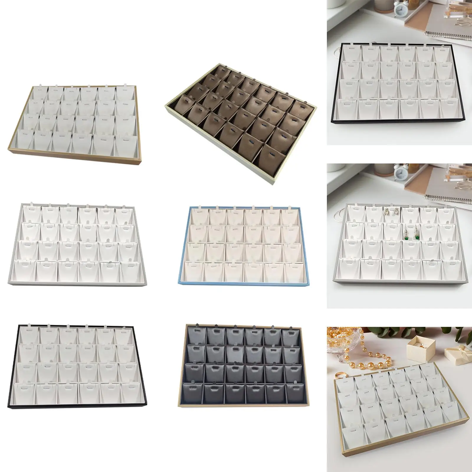 

Jewelry Tray Rectangle 18 Grids Multifunction Necklace Pendant Display Tray for Live Broadcasting Shopping Mall Jewelry Shop