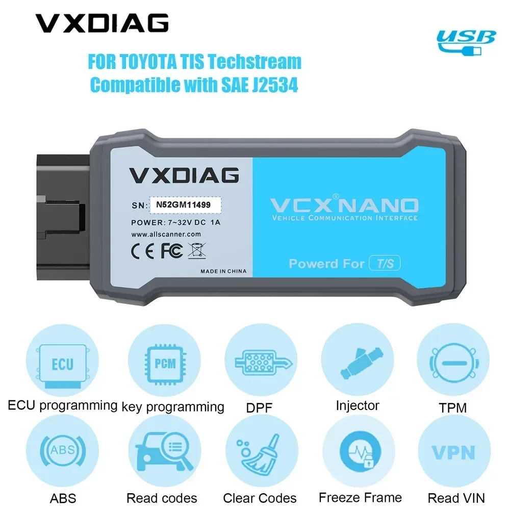 VXDIAG VCX NANO NX400 Dla Toyota J2534 Programowanie Techstream Dla Lexus Automatyczne narzędzia diagnostyczne Czytnik kodów ECU Skaner A++