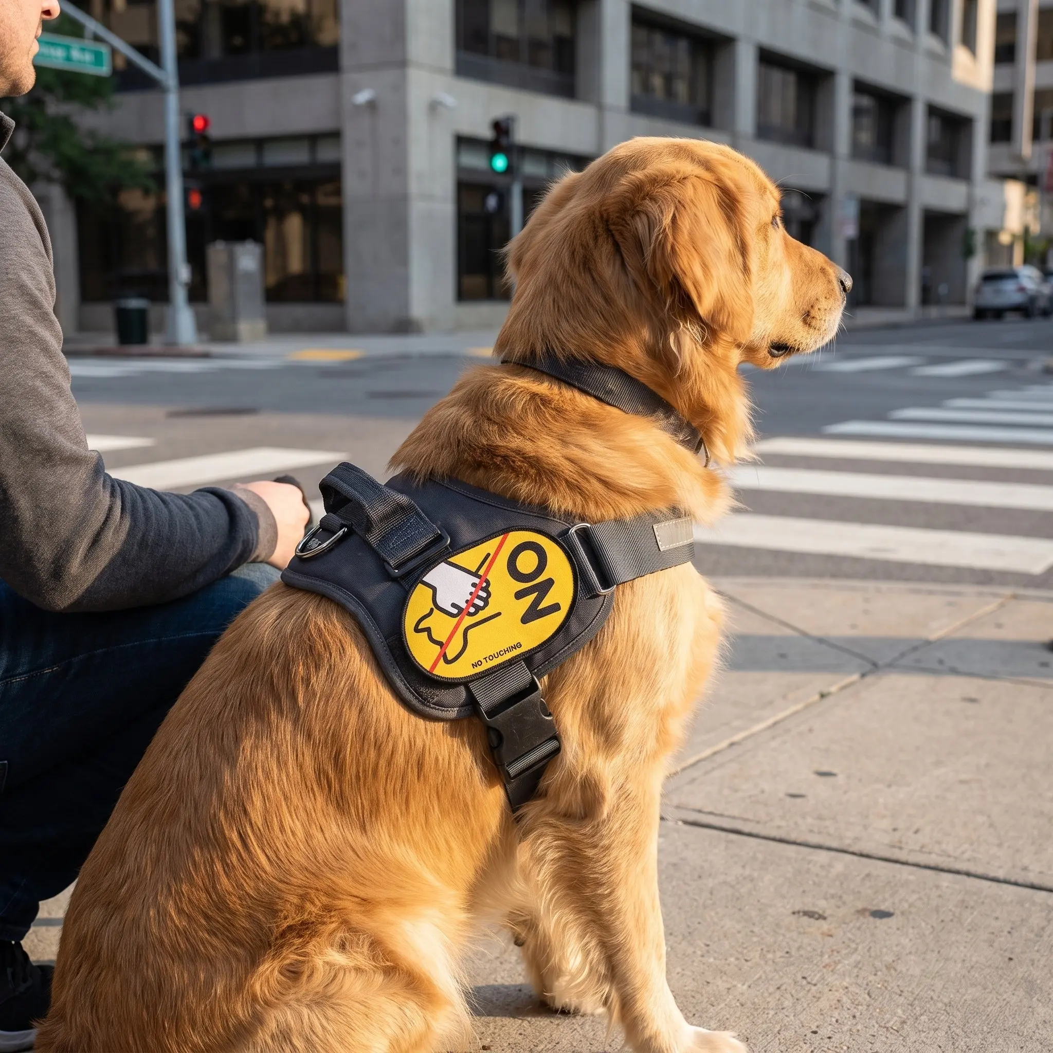 1Set Pet Warning Badge Do Not Touch Leash Sticker Dog Harness Patch Dog Socialization Safety Sign Pet Warning Badge