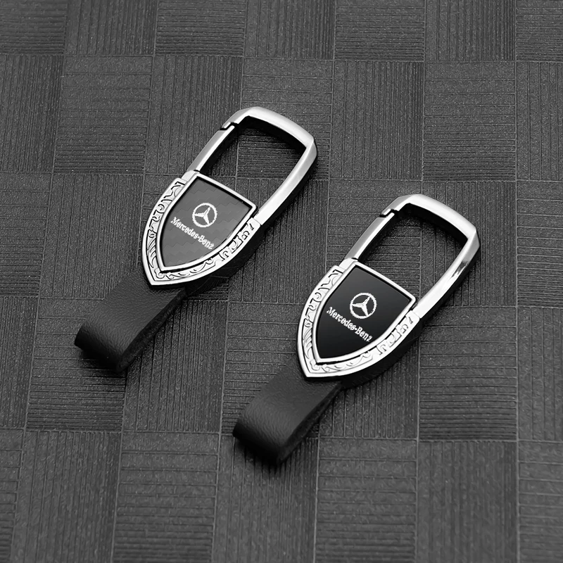 Auto Keyring Carbon Leather Luxury Car Keychain For Mercedes Benz W203 W204 W205 W176 W166 W212 213 CLS GLK ML A B C E R SClass