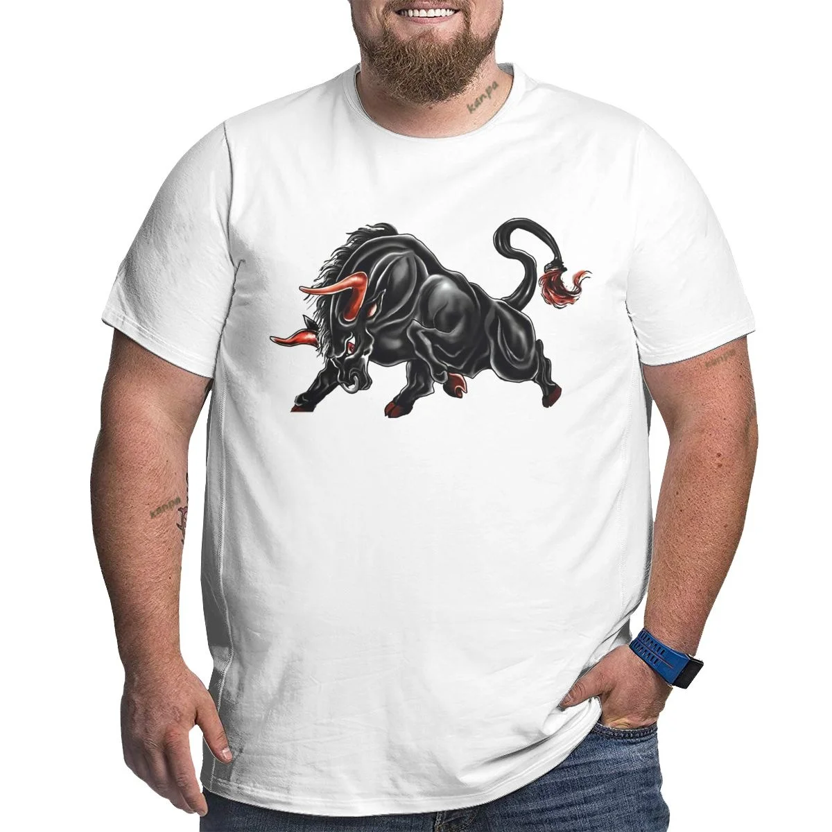 

Man short sleeve T-shirt 100% Cotton Cattle Print Round Neck Oversized Tee Casual Breathable High Quality T-shirts for men 6XL