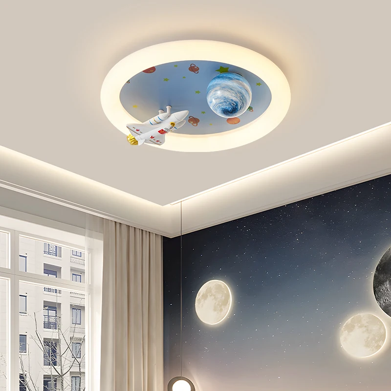 

Children's Room Ceiling Light Boy's Eye Protection Light Creative Astronaut Rocket Cartoon Lamp Bedroom Living Room Light Decor