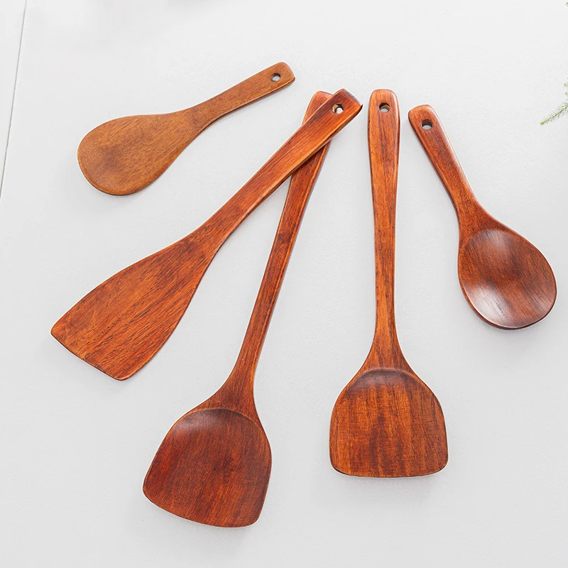 Mini Wooden Shovel Spoon Non Stick Wood Long Rice Spatula Kitchen Cooking Utensil Hand Stir Fry Tools Sets Cooker Pots