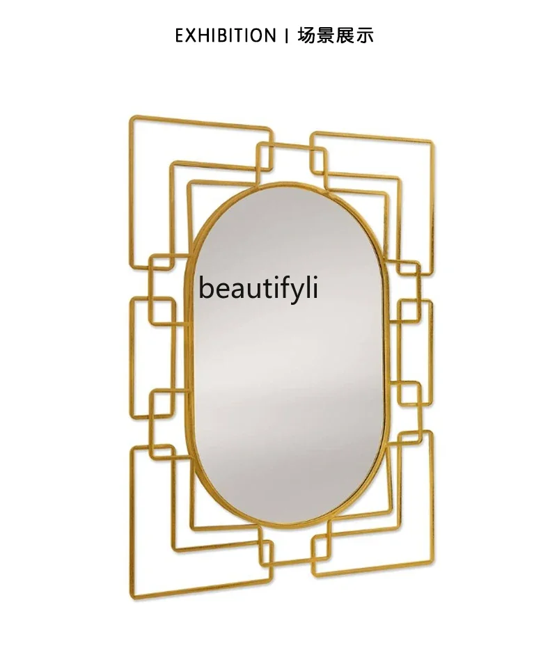 

A17 Living room square wall-mounted mirror antique dresser makeup mirror, entrance master bedroom decorative mirror