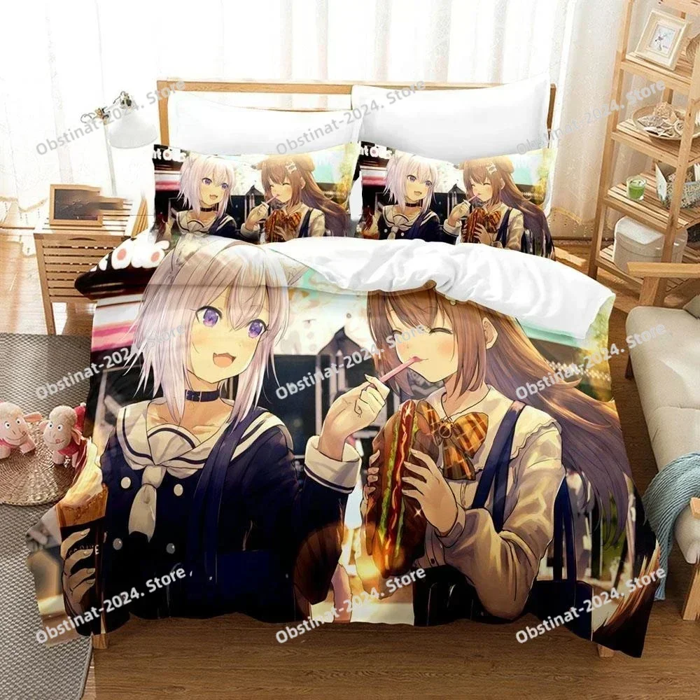 2025 Nekomata Okayu Bedding Set Printed single Comforter Quilt Bed Cover Duvet Cover Pillow Case 3 Pieces Sets Kids Adult Size