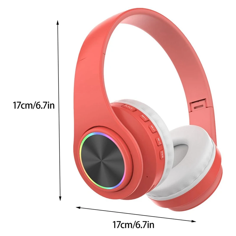 Auriculares Bluetooth, Auriculares Bluetooth inalámbricos inteligentes Auriculares plegables estéreo de alta fidelidad para oficina en casa Fácil instalación Rojo