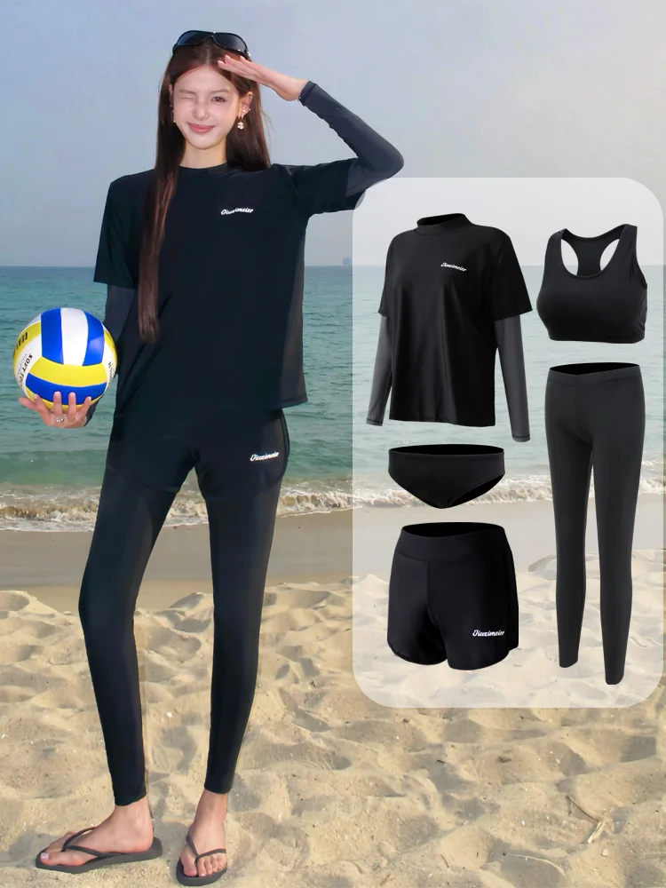 women's-wetsuit-two-piece-sunscreen-quick-dry-long-sleeve-long-pants-surfing-snorkeling-sport-style-jellyfish-suit-diving-suit