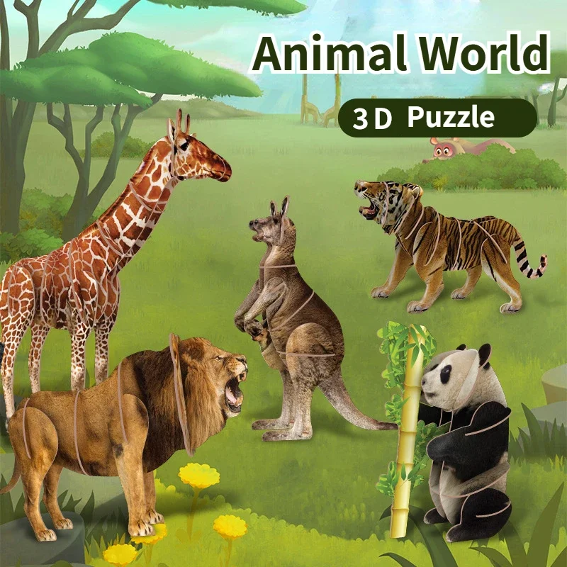 

3D Animal Puzzles Panda Giraffe DIY Assembling Science Model Ornaments Puzzle Simulation Toys Kids Toys Parent-child Interaction