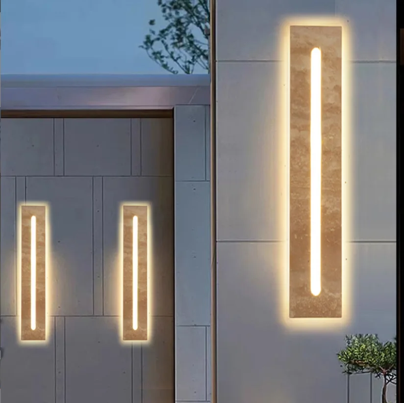 

Wabi-Sabi Yellow Travertine Wall Light, Outdoor Waterproof Wall Lamp for Garden Yard Entrance Foyer Corridor Home Decor