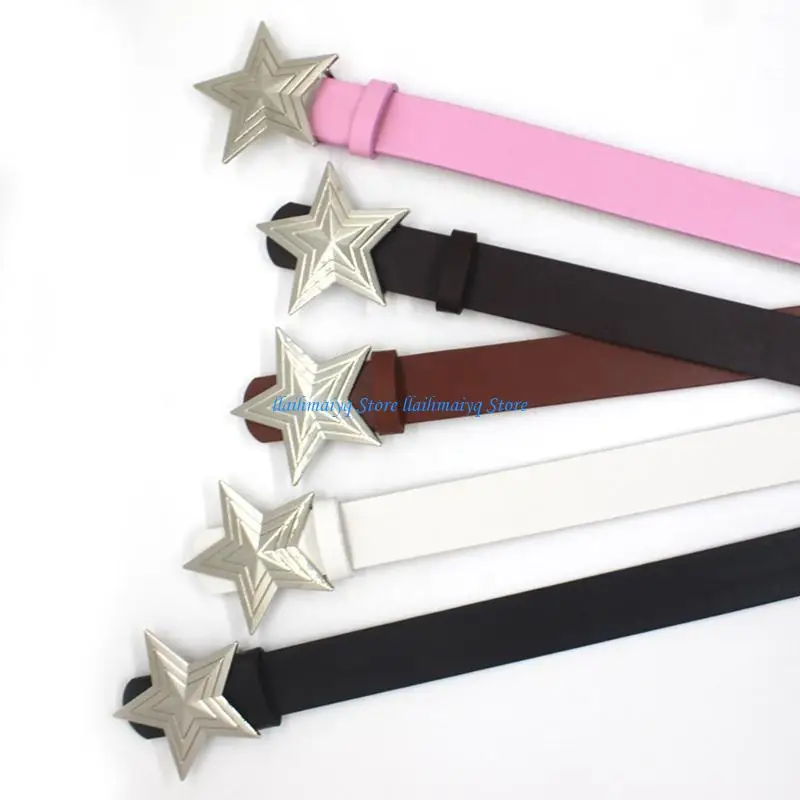 573B حزام خصر رفيع فاخر مع مشبك خماسي لتزيين تنورة الجينز النسائية