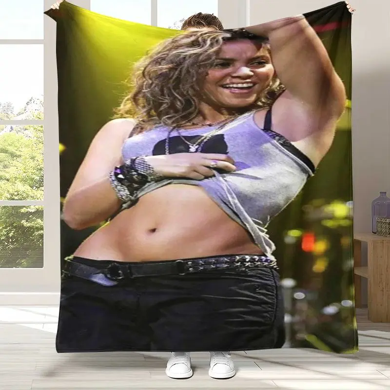 3D Latin Pop Queen Shakira Waka Waka Flannel Throw Blanket,Cozy Warm Blanket for Bed,Sofa,Living Room,Picnic,Camping,Home Decor