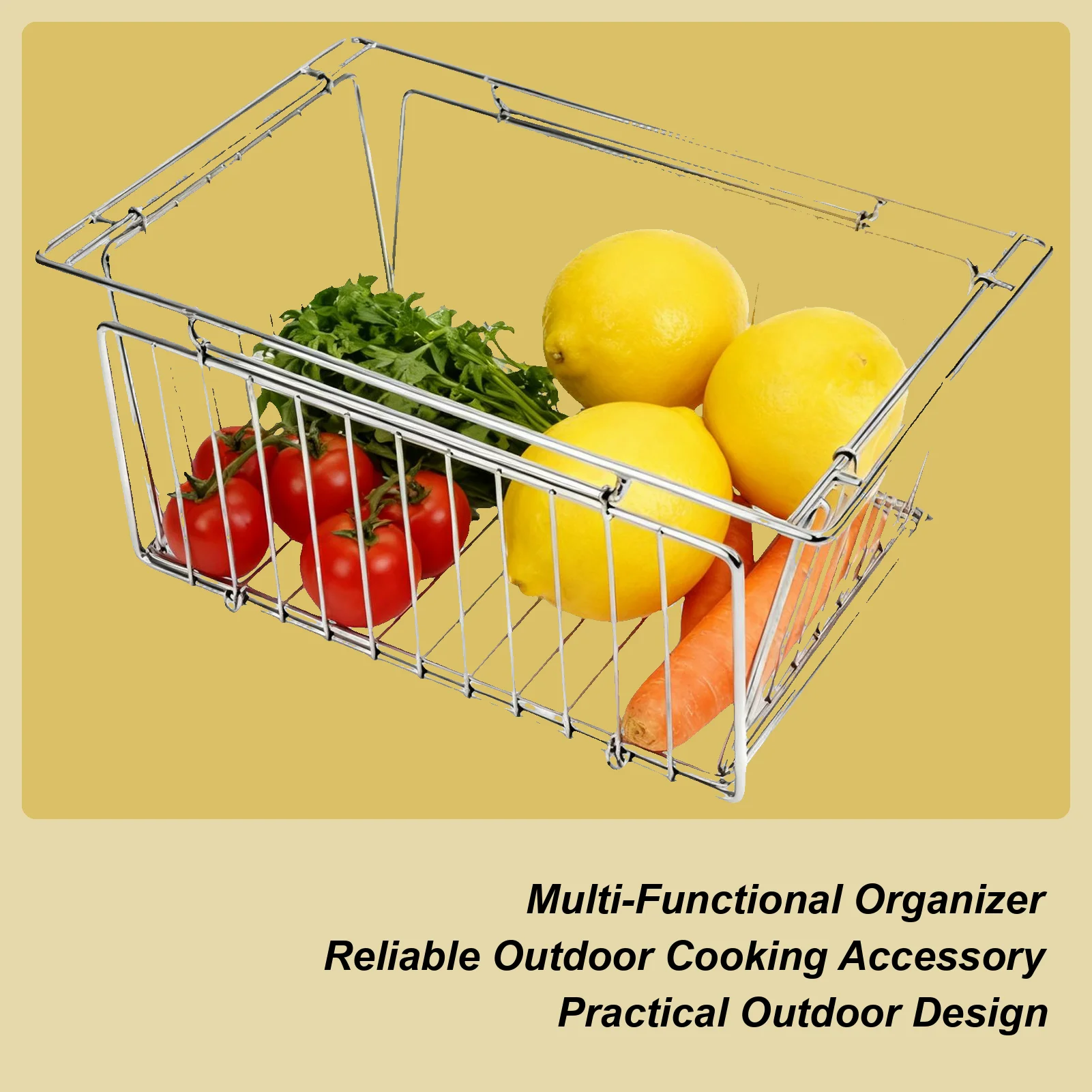 Cesta plegable de acero inoxidable para exteriores, mesa de parrilla, organizador de cocina para campamento, Picnic en interiores, barbacoa y pesca