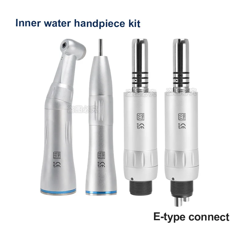 Dental Low Speed Handpiece Press Button Contra Angle 1:1 E-type 2/4 Holes Air Motor With Internal Water Cooling System