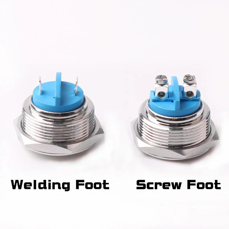 16MM 19MM 22MM Metal Button Switch Screw/Welding Foot High/Flat/Ball Head 1NO Momentary Waterproof  Switch