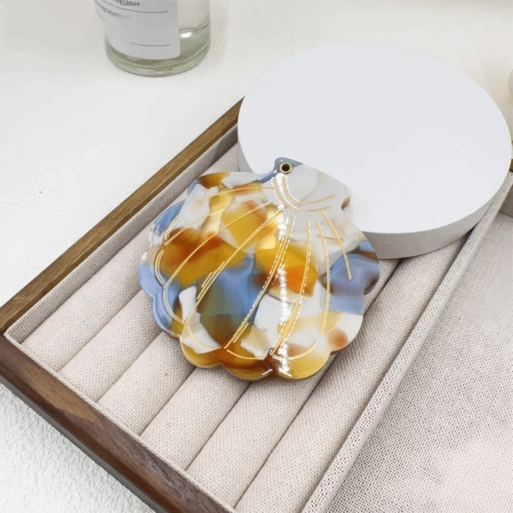 Travel Shell Shape Makeup Mirror Folding Acetic Acid Cosmetic Mirror Lightweight Handheld Small Mirror Women Girls