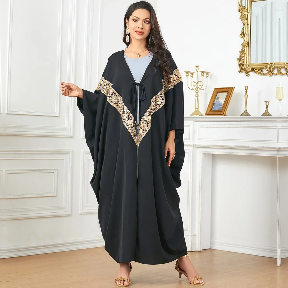 

Ид Рамадан Абая для женщин Свободное мусульманское платье Batwing Jalabiya Kebaya Дубай Турция Кафтан Кафтан Marocain Femme Djellaba Islam