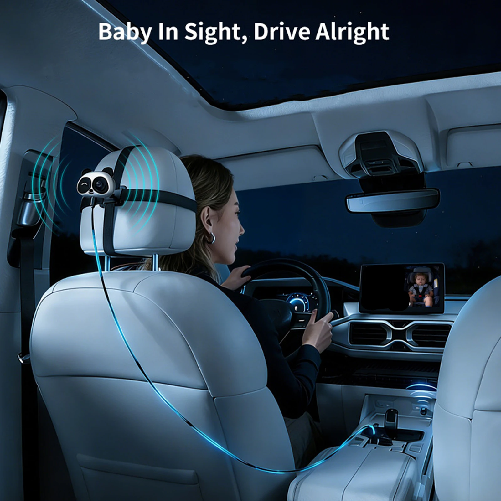 Baby Car Camera & Wireless CarPlay Adapter 150 Wide Angle Real-Time Rear Seat Monitor Cameras Safety for Kids & Infants