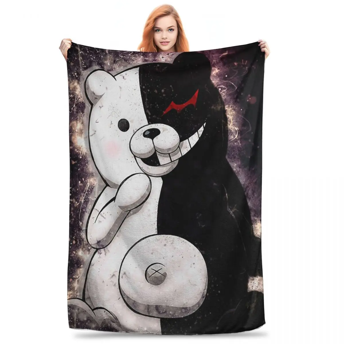 Danganronpa Monokuma Blanket Flannel Multi-function Sofa Throw Blankets For Couch Bedding Travel Throws Bedspread Quilt