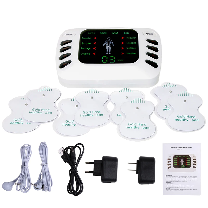 

EMS Machine Electric Physiotherapy Tens Body Electrical 8 pads Muscle Stimulator Pulse Acupuncture Back Neck Slipper Massage