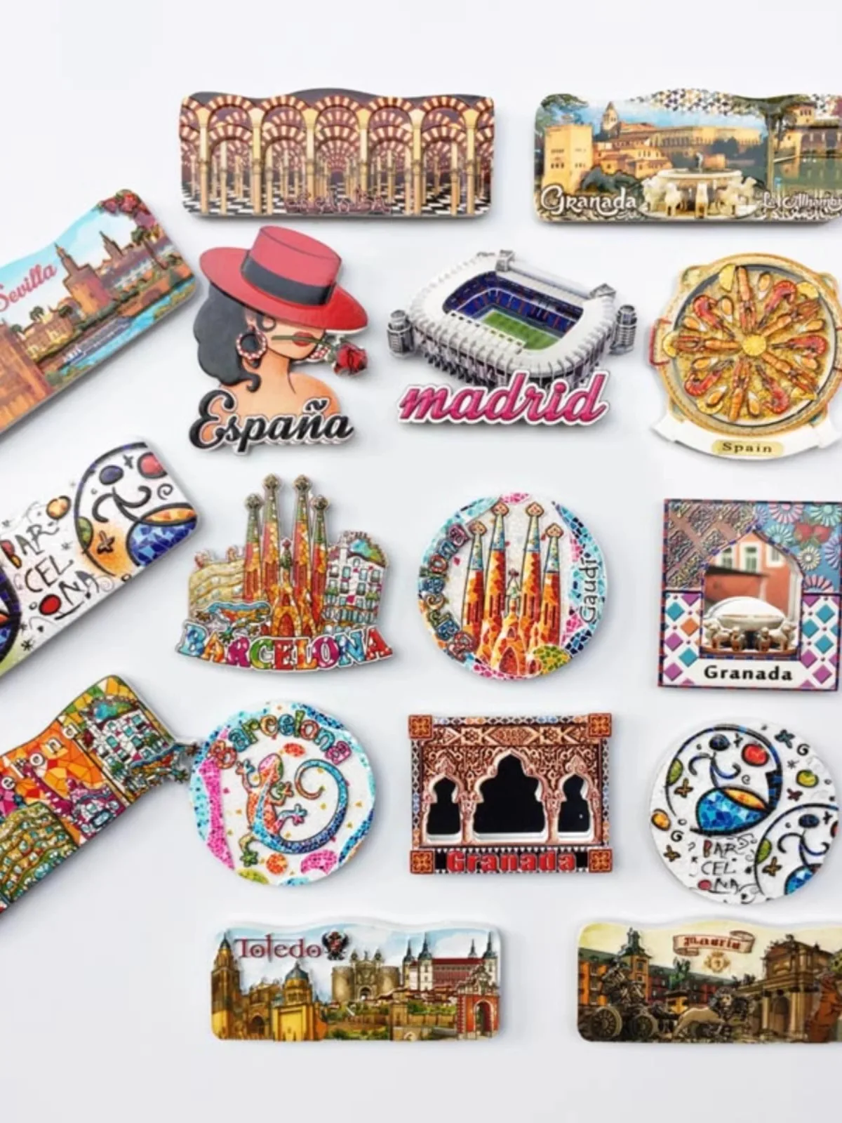 All over Spain tourist attractions punch the landmark building memorial crafts magnetic refrigerator sticker