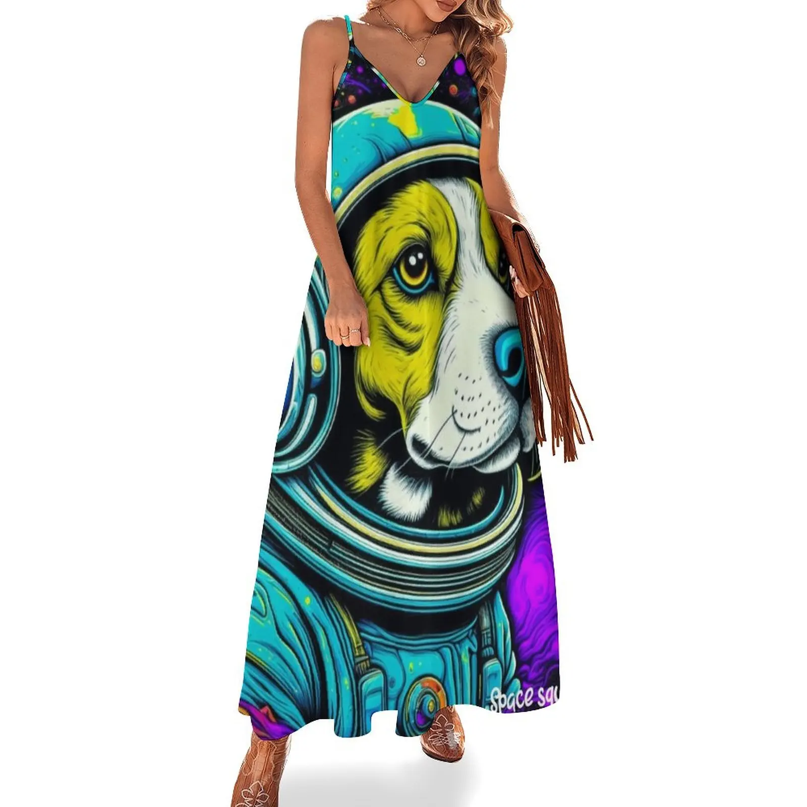 

Brave Beagle from the Galaxy psychedelic design Sleeveless Dress Woman clothing Woman fashion Cocktail of dresses Elegant gowns