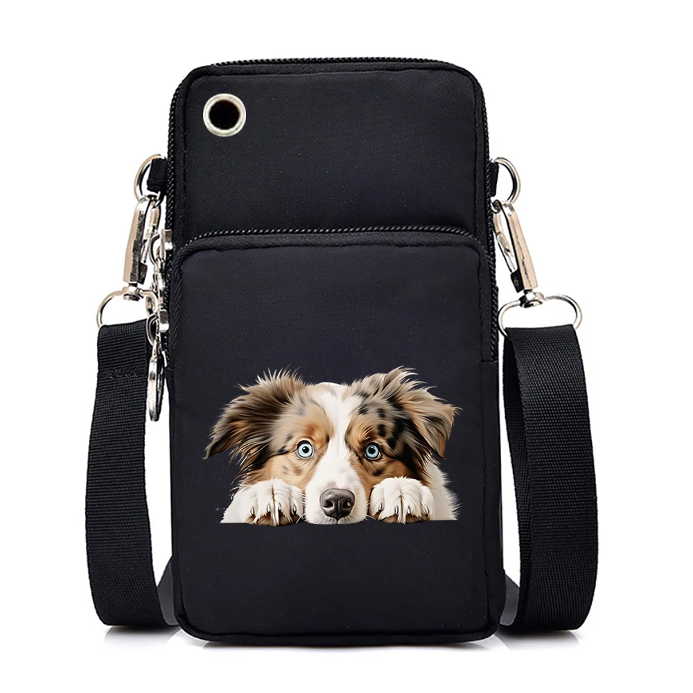 Simpatiche borse e borsette con stampa di cani 3D Mini borsa per cellulare femminile Borsa a tracolla piccola con cerniera per animali dei cartoni