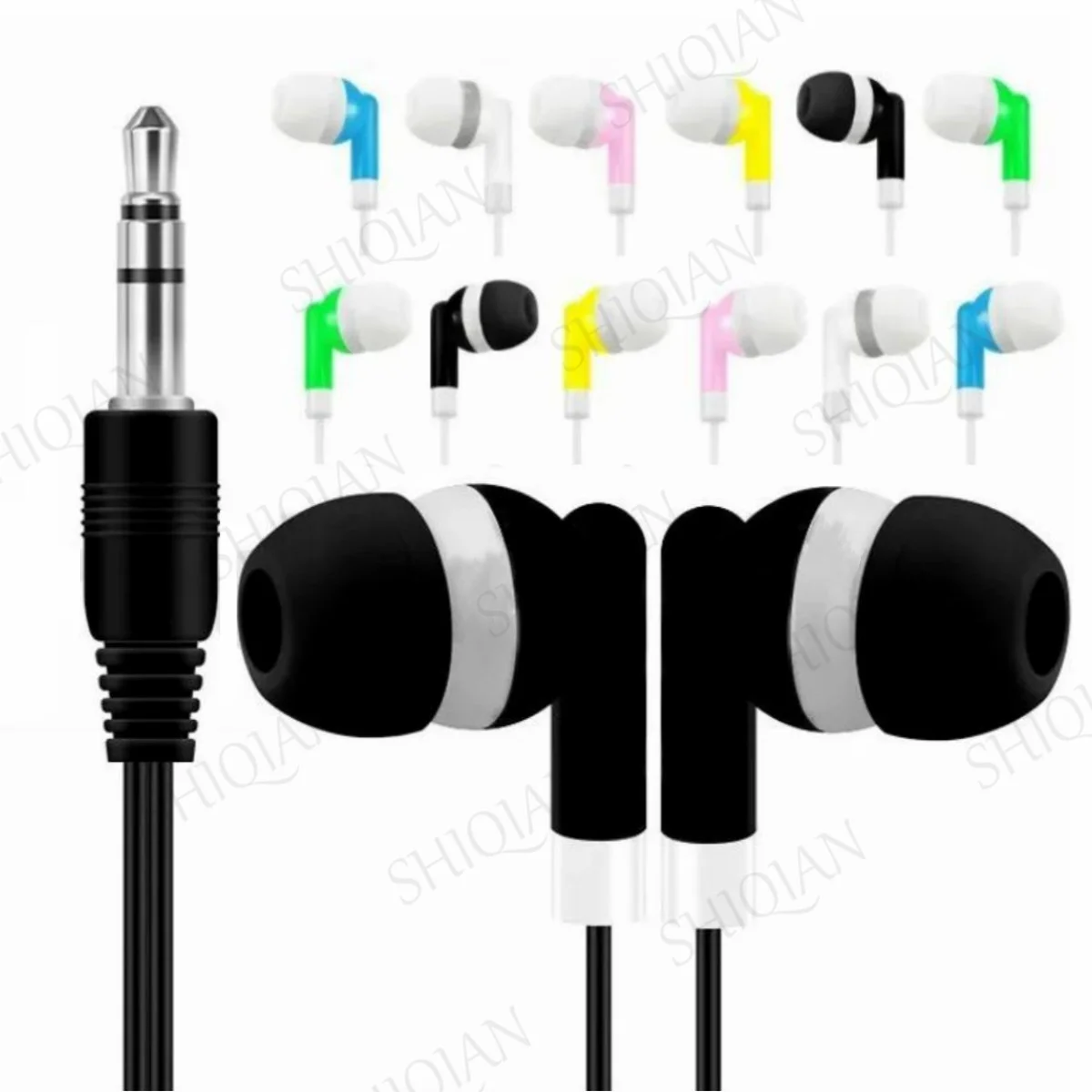 100pcs 3.5mm Wired Headphones Earbuds Single In-Ear Stereo Headset No Mic Earphone For PC Computer Laptop MP3 MP4 Cell Phone