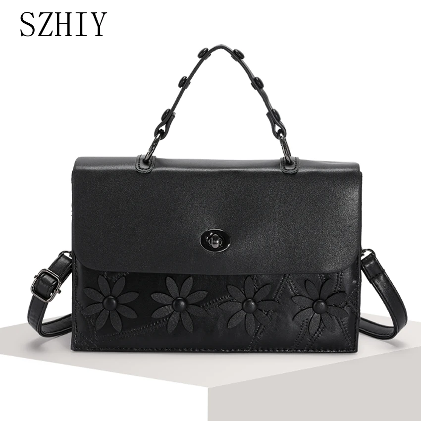 Leather Handbag Women Luxury Designer Shoulder Bag Soft Crossbody Purse Small Dinner Rivet Grils Punk Style Mobile Phone Pocket